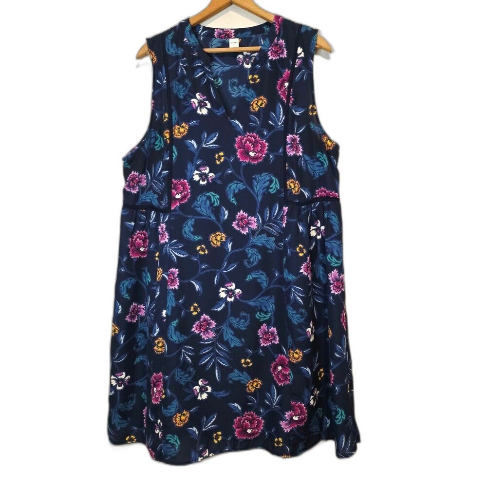 Old Navy Sleeveless Dress Summer Navy Ditsy Floral Lined Boho Coastal Large